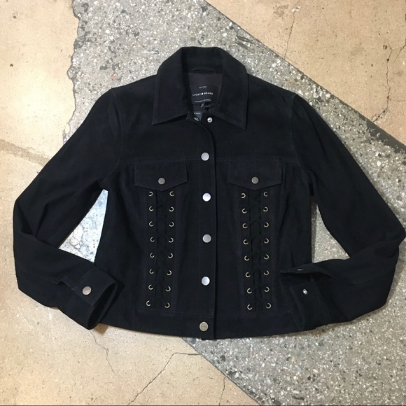 Lucky brand black suede lace up jacket - Picture 2 of 9
